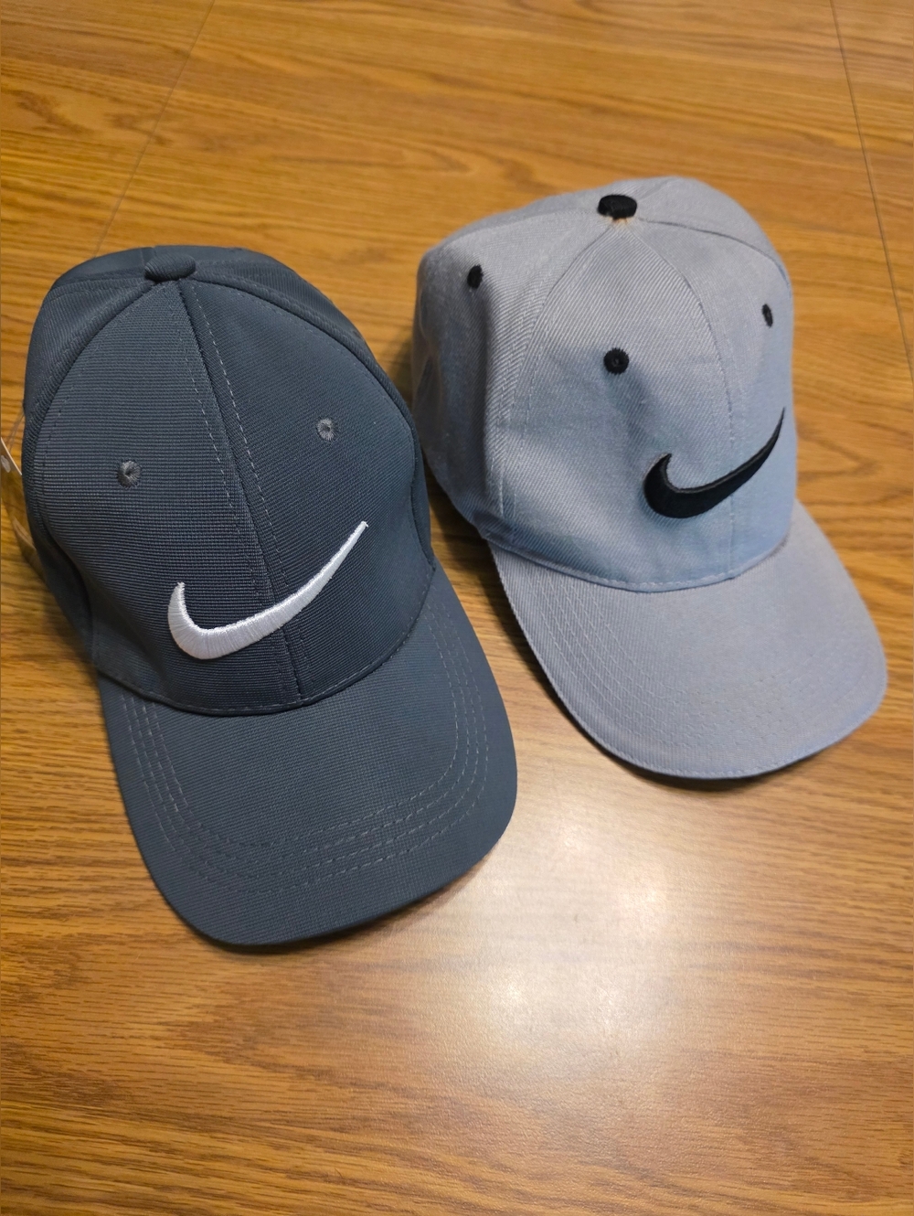Two Nike Men’s Dual Swoosh Hats - Dark Gray & Light Gray